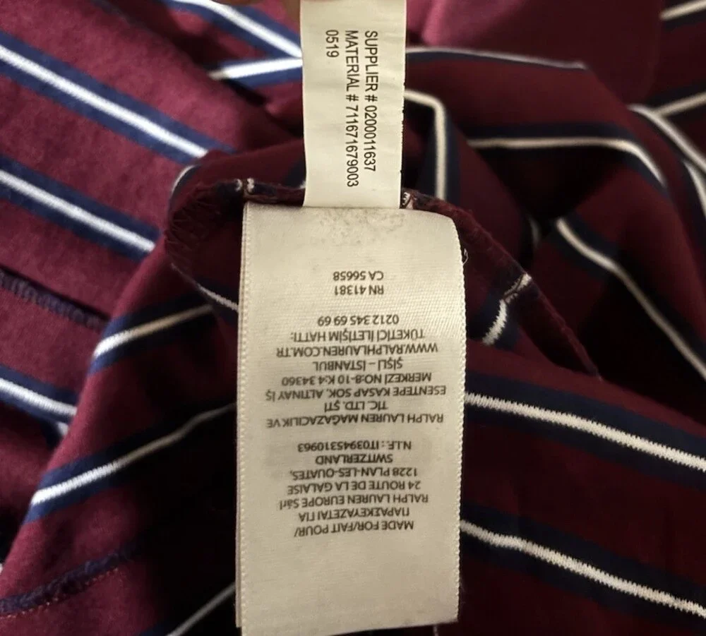 Vintage Ralph Lauren Polo Shirt Men's 2X-Large Burgundy Striped